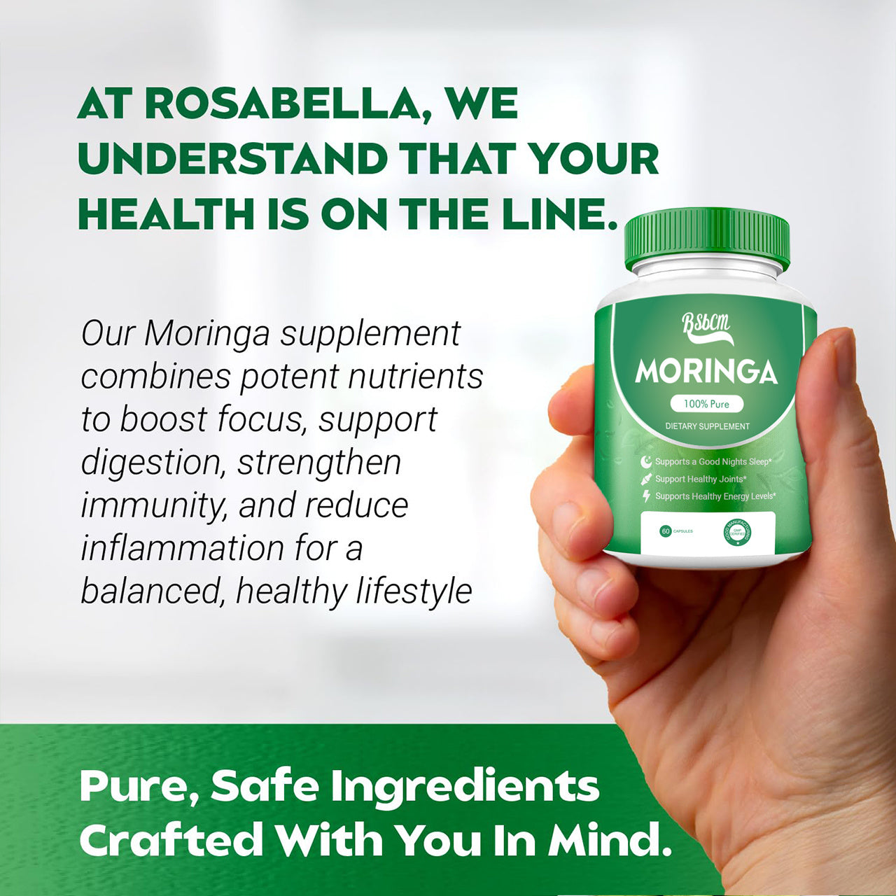 Moringa Capsules – Natural Superfood for Energy & Wellness (60 Count)