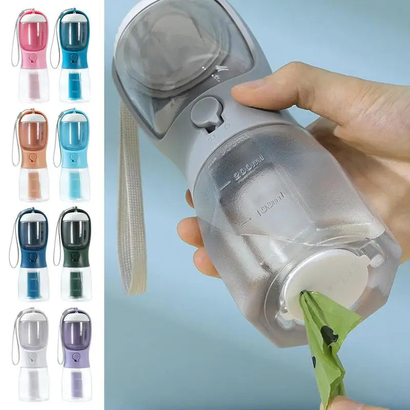 3-in-1 Portable Dog Water Bottle – Feeder & Waste Bag Holder