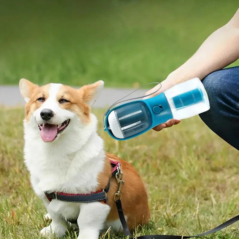 3-in-1 Portable Dog Water Bottle – Feeder & Waste Bag Holder
