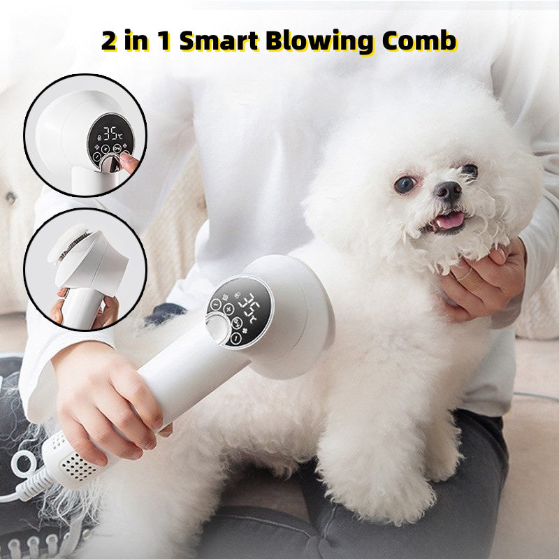 Smart Pet Hair Dryer & Comb – Silent Grooming for Dogs & Cats